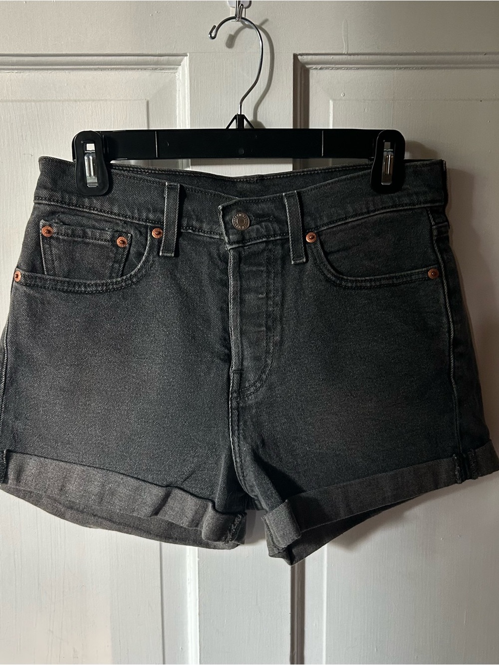 Levi’s Classic Black Denim Shorts - Women's Rolled Hem